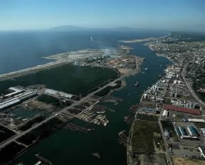 Giappone. Veduta aerea del porto di Akita.De Agostini Picture Library/G. Nimatallah