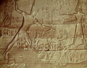 Egitto . Seti I raffigurato in un rilievo della sala ipostila del tempio di Ammone a El-Karnak.De Agostini Picture Library/G. Dagli Orti