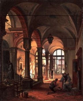 Giovanni Migliara. Interno di un convento di frati (Alessandria, Pinacoteca Civica).De Agostini Picture Library/M. Carrieri