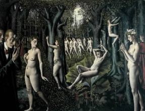 Paul Delvaux . Il risveglio della foresta (Collezione privata).De Agostini Picture Library/G. Dagli Orti