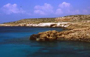 Cipro. Veduta di Capo Greco sulla costa orientale dell'isola.De Agostini Picture Library/G. SioÃ«n
