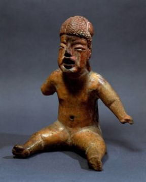 Olmechi . Figura in ceramica raffigurante un bambino seduto (CittÃ  di Messico, Museo Nazionale di Antropologia).De Agostini Picture Library/G. Dagli Orti