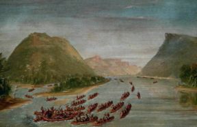 Sioux . I Sioux risalgono il fiume Mississippi in un dipinto del sec. XIX (Washington, National Gallery).De Agostini Picture Library