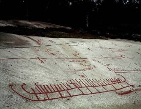Svezia. Graffiti di un'incisione rupestre rinvenuta nei pressi di Vitlycke, nella contea del GÃ¶teborg-Bohus.De Agostini Picture Library/G. Dagli Orti