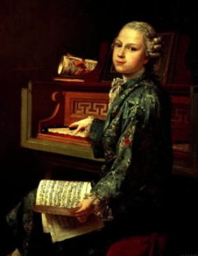 Wolfgang Amadeus Mozart , bambino, al clavicembalo.De Agostini Picture Library / G. Dagli Orti