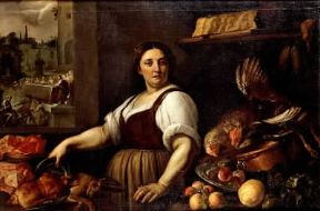 Bernardino Campi. La cuoca in cucina (Roma, Galleria Doria Pamphili).De Agostini Picture Library/V. Pirozzi