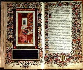 Canzoniere. Pagina miniata da un manoscritto del sec. XV (Milano, Biblioteca Trivulziana).Milano, Biblioteca Trivulziana