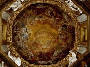 Carlo Cignani. L'Assunzione della Vergine, affresco nella cupola della Cappella della Madonna del Fuoco, nel duomo di ForlÃ¬.De Agostini Picture Library/A. De Gregorio