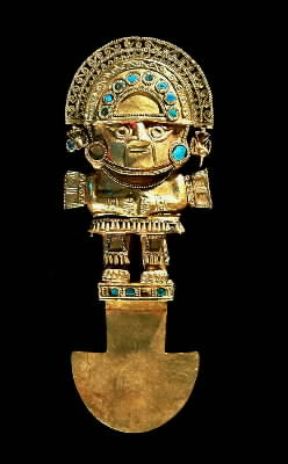 Coltello cerimoniale peruviano del sec. XIV (Lima, Museo de Arte).De Agostini Picture Library / G. Dagli Orti
