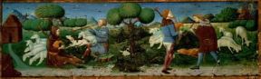 Publio Marone Virgilio. Una miniatura di scuola lombarda raffigurante un passo delle Bucoliche (Napoli, Biblioteca Nazionale).De Agostini Picture Library/Pedicini