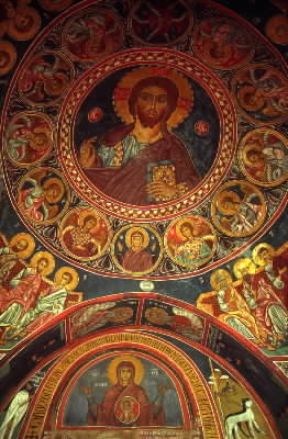 Cipro. Particolare degli affreschi bizantini sulla volta della chiesa di Asinou.De Agostini Picture Library/G. SioÃ«n
