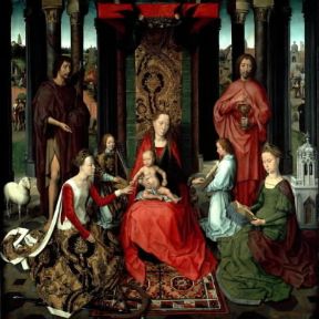 Hans Memling. Pannello centrale del trittico Matrimonio mistico di S. Caterina (Bruges, Memlingmuseum).Bruges, Memlingmuseum