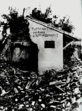 I guerra mondiale. Una casa distrutta in riva al Piave.De Agostini Picture Library