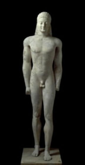 Nudo . Statua di kouros (Atene, Museo Archeologico Nazionale). De Agostini Picture Library/G. Nimatallah