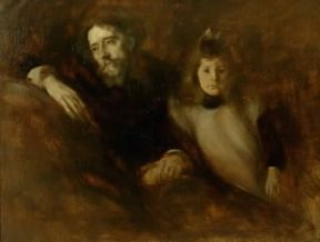 Alphonse Daudet ritratto con la figlia in un dipinto di E. CarriÃ¨re (Parigi, MusÃ©e d'Art Moderne de la Ville).De Agostini Picture Library