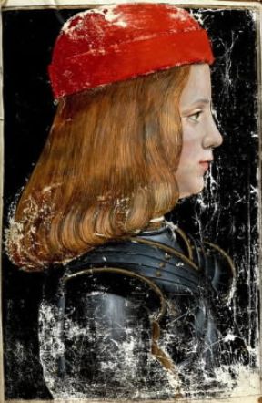 Massimiliano Sforza, duca di Milano, in un ritratto di G. A. De Predis (Milano, Biblioteca Trivulziana).De Agostini Picture Library