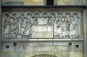 Modena. Rilievo di Wiligelmo sulla facciata del duomo.De Agostini Picture Library