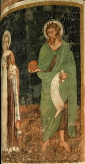 Giovanni il Battista in un affresco di Tommaso da Modena (Treviso, chiesa di S. NicolÃ²).De Agostini Picture Library