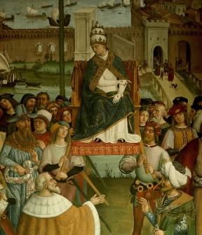 Piccolomini. Papa Pio III riceve la flotta di ritorno dalla Turchia in un'opera del Pinturicchio (Siena, Libreria Piccolomini).De Agostini Picture Library