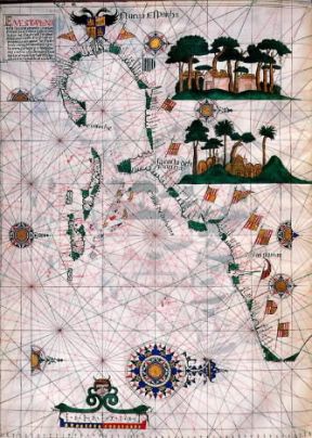Atlante geografico. Carta della Nuova Spagna e della costa della Florida (sec. XVI).De Agostini Picture Library