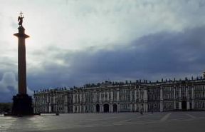 Giacomo Quarenghi. L'Ermitage e la colonna di Alessandro a San Pietroburgo.De Agostini Picture Library/P. Liaci