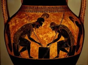 Achille. Vaso greco in cui sono rappresentati Achille e Aiace durante la guerra di Troia.De Agostini Picture Library