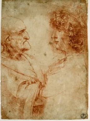 Caricatura. Volto grottesco in uno studio di Leonardo da Vinci (Firenze, Uffizi).De Agostini Picture Library/G. Nimatallah