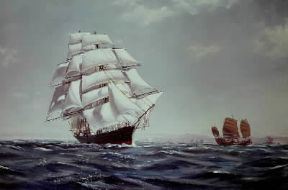 Clipper. Il Cutty Sark veleggia per i mari della Cina in un dipinto di J. Brazendale (Londra, British Museum).De Agostini Picture Library