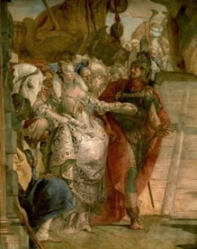 Giambattista Tiepolo. Particolare dell'affresco L'incontro di Antonio e Cleopatra (Venezia, Palazzo Labia).De Agostini Picture Library