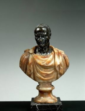 Glittica. Busto di Giulio Cesare in alabastro e bronzo (Firenze, Museo Nazionale del Bargello).De Agostini Picture Library / A. Dagli Orti