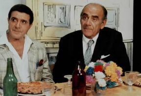 Vittorio Caprioli e Aldo GiuffrÃ© in una scena del film L'ultima scena (1988) di N. Russo.De Agostini Picture Library