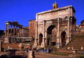 Roma. L'arco di Settimio Severo nel Foro romano.De Agostini Picture Library / W. Buss