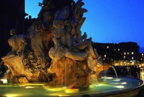 Roma. La fontana dei Fiumi del Bernini, in piazza Navona.De Agostini Picture Library / W. Buss