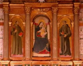 Antoniazzo Romano. Madonna in trono e due santi (Roma, Galleria Nazionale d'Arte Antica).De Agostini Picture Library/G. Barone