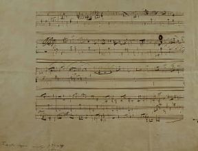 Fryderyk Franciszek Chopin. Pagina autografa di una composizione per pianoforte (Parigi, SociÃ©tÃ© Historique et LittÃ©raire polonaise).De Agostini Picture Library/G. Dagli Orti
