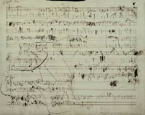 Fryderyk Franciszek Chopin. Partitura autografa della Mazurka in fa minore, opera 68 nÂ° 4 (Varsavia, Fondazione Fryderyk Chopin).De Agostini Picture Library/A. Dagli Orti