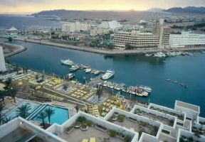 Golfo di Aqaba. Veduta della zona alberghiera di Elat.De Agostini Picture Library/A. Vergani