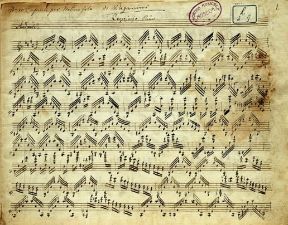 NiccolÃ² Paganini . Una pagina del Capriccio n. 10 in mi maggiore dai 24 Capricci, la cui composizione va datata prima del 1817.De Agostini Picture Library/A. Dagli Orti