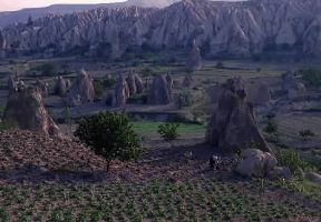 Turchia. Un campo coltivato nella Cappadocia.De Agostini Picture Library/G. SioÃ«n