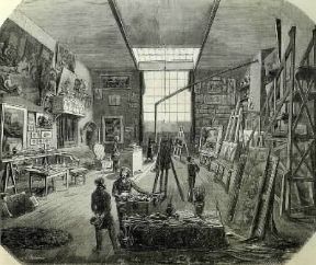 Atelier. Lo studio di E. Delacroix in una stampa dell'epoca.De Agostini Picture Library / A. Dagli Orti