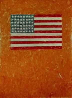 Jasper Johns . Flag on Orange Field (1957; Colonia, Landesmuseum).De Agostini Picture Library