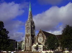 Nuova Zelanda . La facciata della cattedrale di Christchurch, nell'Isola del Sud.De Agostini Picture Library/N. Cirani
