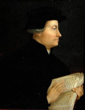 Huldreich Zwingli in un ritratto dell'epoca (Ginevra, Biblioteca dell'UniversitÃ ).De Agostini Picture Library/G. Dagli Orti