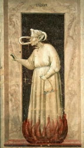 Giotto. Affreschi che adornano lo zoccolo della Cappella degli Scrovegni: L'invidia.De Agostini Picture Library / A. Dagli Orti