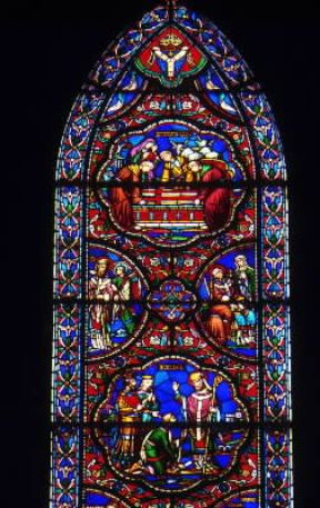 Vetrata. Particolare di una vetrata nella cattedrale di St. Patrick a Dublino.De Agostini Picture Library/G. P. Cavallero