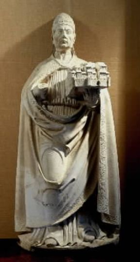 Celestino V regge la cittÃ  dell'Aquila; statua di Girolamo da Vicenza (L'Aquila, Museo degli Abruzzi).De Agostini Picture Library/G. Dagli Orti