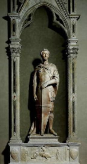 Donatello . San Giorgio realizzato per una nicchia di Orsanmichele (1416-20; Firenze, Museo Nazionale del Bargello).De Agostini Picture Library/G. Nimatallah