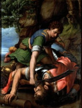 Golia. Davide e Golia di M. Coxie (sec. XVI; El Escorial, monastero di S. Lorenzo).Iberfoto