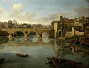 Gaspar van Wittel. Veduta del ponte Sisto (particolare).De Agostini Picture Library/A. Dagli Orti