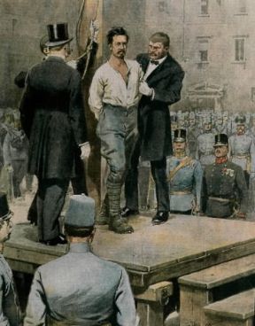 Achille Beltrame. Tavola raffigurante l'esecuzione di Cesare Battisti.De Agostini Picture Library/A. Dagli Orti